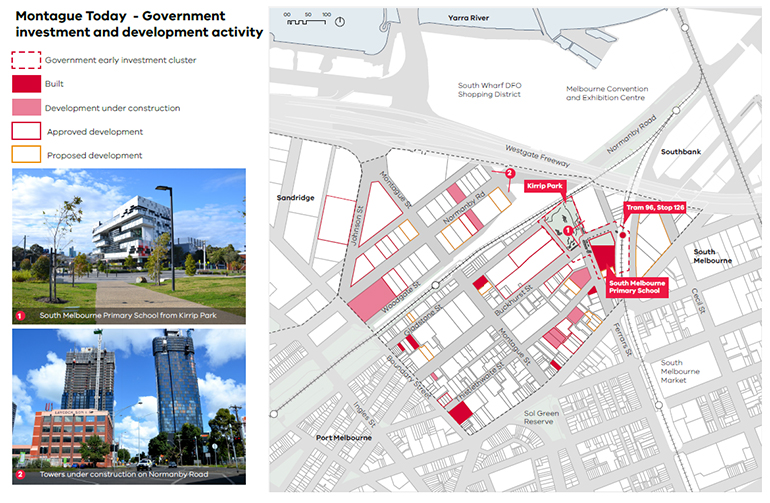 Map of Montague today - government and investment and development activity